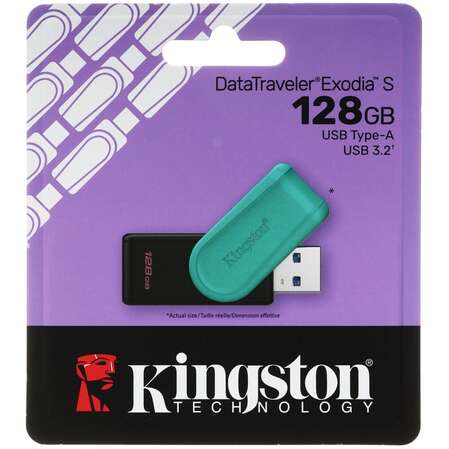 USB Flash накопитель 128GB Kingston DataTraveler Exodia (DTXS/128GB) USB 3.0 Бирюзовый/Черный
