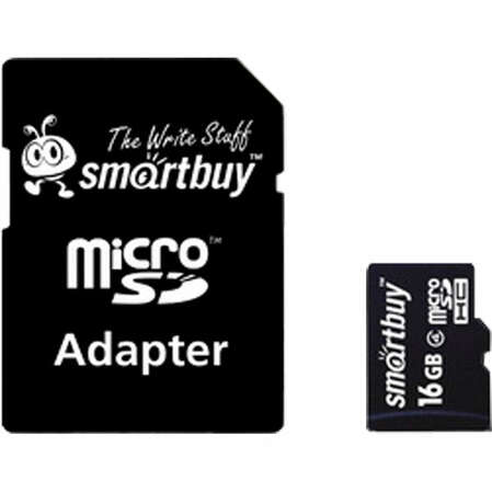 Карта памяти Micro SecureDigital 16Gb Smartbuy SDHC class 10 (SB16GBSDCL10-01) + SD адаптер