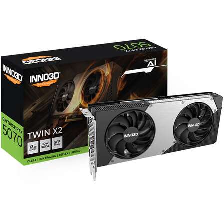 Видеокарта Inno3D GeForce RTX 5070 12288Mb, Twin X2 OC 12 Gb (N50702-12D7X-195064N) 1xHDMI, 3xDP, Ret