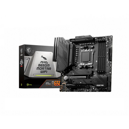 Материнская плата MSI MAG B650M Mortar WiFi Socket-AM5 AMD B650 4xDDR5, 6xSATA3, RAID, 2xM.2, 2xPCI-E16x, 7xUSB3.2, 1xUSB3.2 Type C, DP, HDMI, WiFi, 2.5Glan, mATX Ret