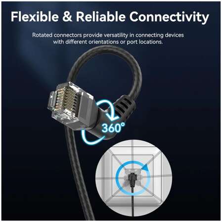 Патч-корд UTP 0.5м Vention (IBOBD) категория 6a черный угловой