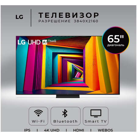 Телевизор 65" LG 65UT91006LA.ARUG 2024 (4K UHD 3840x2160, Smart TV) черный (EAC)