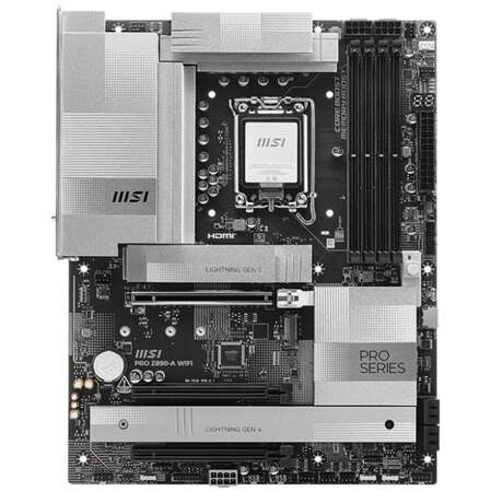 Материнская плата MSI Pro Z890-A WiFi Z890 Soc-1851 4xDDR5, 4xSATA3, RAID, 4хM.2, 3xPCI-E16x, 7xUSB3.2, 3xUSB3.2 Type C, DP, HDMI, WiFi, 5Glan, ATX
