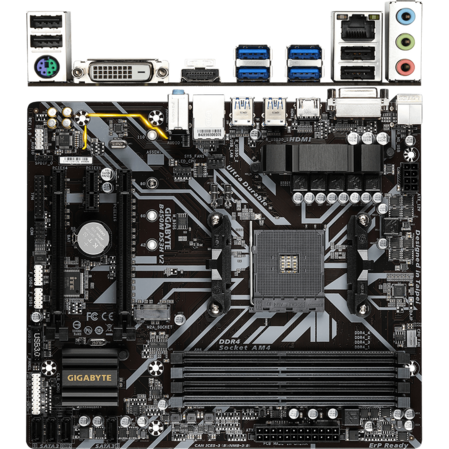 Материнская плата Gigabyte B450M DS3H V2 B450 Socket AM4 4xDDR4, 4xSATA3, RAID, 1xM.2, 2xPCI-E16x, 4xUSB3.1, DVI-D, HDMI, Glan, mATX