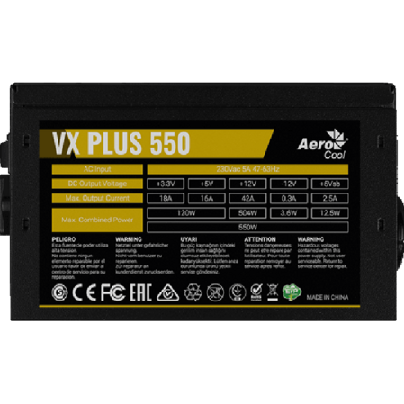 Блок питания 550W AeroCool VX Plus 550