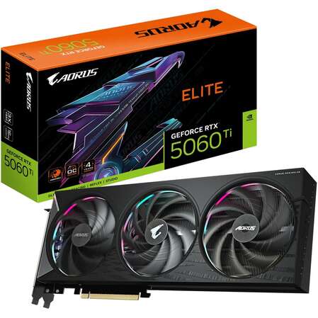Видеокарта Gigabyte GeForce RTX 5060 Ti 16384Mb, AORUS Elite 16Gb (GV-N506TAORUS E-16GD) 1xHDMI, 3xDP, Ret