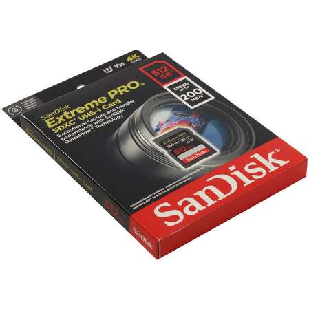 Карта памяти SecureDigital 512Gb SanDisk Extreme Pro SDXC Class 10 V30 U3 (SDSDXXD-512G-GN4IN)