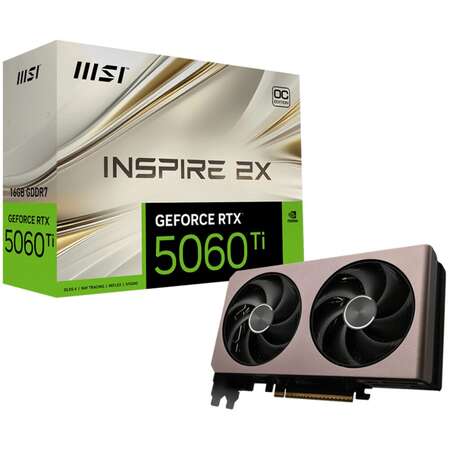 Видеокарта MSI GeForce RTX 5060 Ti 16384Mb, Inspire 2X OC 16 Gb (RTX 5060 Ti 16G Inspire 2X OC) 1xHDMI, 3xDP, Ret
