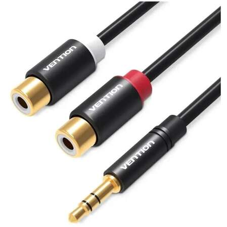 Переходник-разветвитель Jack 3.5 mm M/2RCA F Vention VAB-R02-B030 гибкий