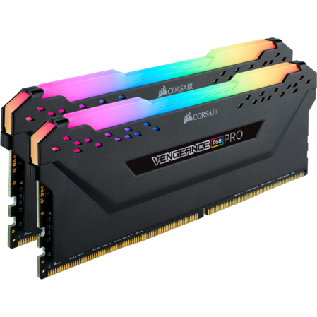 Модуль памяти DIMM 16Gb 2х8Gb DDR4 PC25600 3200MHz Corsair Vengeance Black Heat spreader, RGB LED, XMP 2.0 (CMW16GX4M2C3200C16)