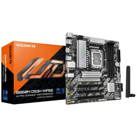 Материнская плата Gigabyte B860 DS3H WIFI6E B860 Soc-1851 4xDDR5, 4xSATA3, RAID, 1хM.2, 5xPCI-E16x, 1xUSB3.2, 1xUSB3.2 Type C, DP, HDMI, WiFi, 2.5Glan, ATX