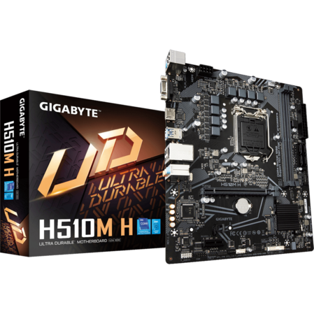 Материнская плата Gigabyte H510M H H510 Socket-1200 2xDDR4, 4xSATA3, 1xM.2, 1xPCI-E16x, 2xUSB3.2, D-Sub, HDMI, Glan, mATX