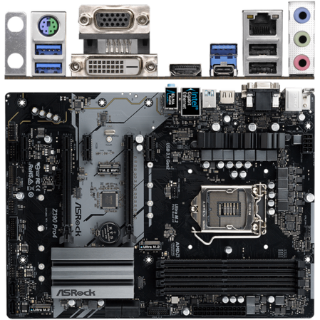 Материнская плата ASRock Z390 PRO4 Z390  Socket-1151, 4xDDR4, 6xSATA3, 2xUSB3.1, 2xM2.0, 2xPCI-E16x, DVI-D, HDMI, D-Sub, GLAN, ATX