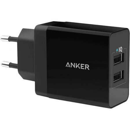 Сетевое зарядное устройство Anker PowerPort 2 24W 2хUSB 2х2.4A черное