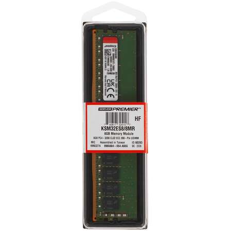 Модуль памяти Kingston 8GB 3200MHz DDR4 DIMM ECC CL22 1Rx8 Micron R
