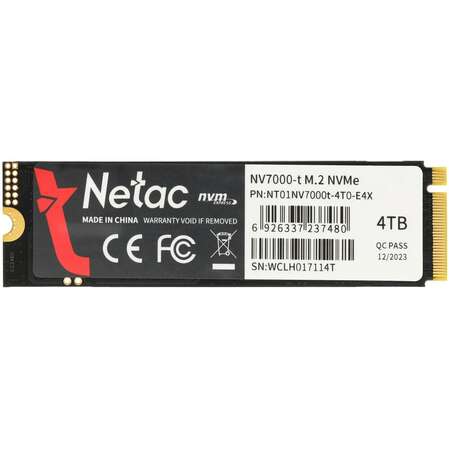 Внутренний SSD-накопитель 4000Gb Netac NV7000-t NT01NV7000T-4T0-E4X M.2 2280 PCIe NVMe 4.0 x4