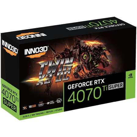 Видеокарта Inno3D GeForce RTX 4070 Ti Super 16384Mb, Twin X2 OC 16 Gb (N407TS2-166XX-186156N) 1xHDMI, 3xDP, Ret