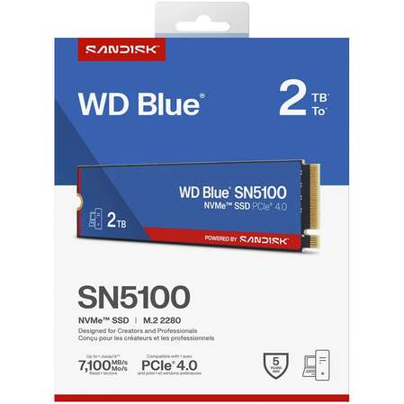 Внутренний SSD-накопитель 2000Gb Western Digital Blue SN5100 (WDS200T5B0E) M.2 2280 PCIe NVMe 4.0 x4