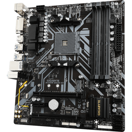 Материнская плата Gigabyte B450M DS3H V2 B450 Socket AM4 4xDDR4, 4xSATA3, RAID, 1xM.2, 2xPCI-E16x, 4xUSB3.1, DVI-D, HDMI, Glan, mATX