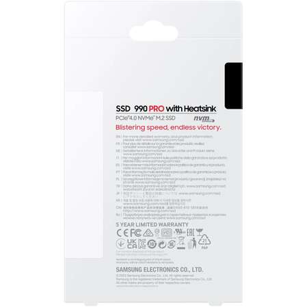 Внутренний SSD-накопитель 1000Gb Samsung 990 Pro with Heatsink RGB (MZ-V9P1T0GW) M.2 2280 PCI-E 4.0 x4