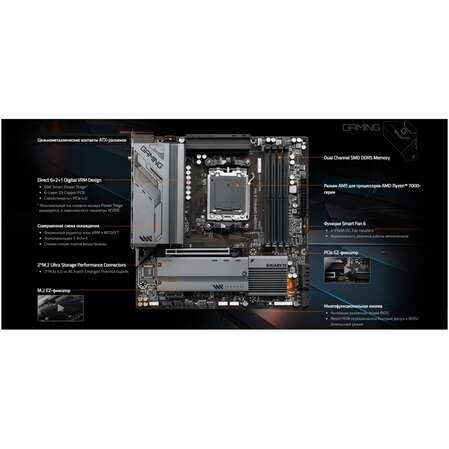 Материнская плата Gigabyte B650M GAMING X AX Socket-AM5 AMD B650 4xDDR5, 4xSATA3, RAID, 2xM.2, 1xPCI-E16x, 3xUSB3.2, 1xUSB3.2 Type C, DP, HDMI, WiFi, 2.5Glan, mATX Ret