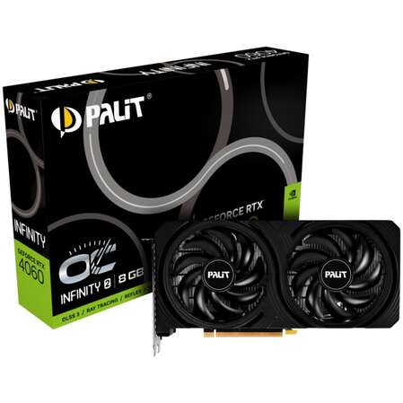 Видеокарта Palit GeForce RTX 4060 8192Mb, Infinity 2 OC 8G (NE64060S19P1-1070L) 1xHDMI, 3xDP, Ret