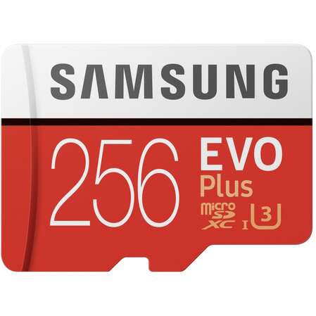 Карта памяти Micro SecureDigital 256Gb SDXC Samsung Evo Plus class10 UHS-I U3 (MB-MC256HA/RU) + адаптер SD