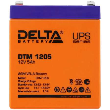 Батарея Delta DTM 1205, 12V  5Ah (Battary replacement APC rbc43, rbc44, rbc143, sybt2 12В, 5Ач, 90мм/70мм/107мм)