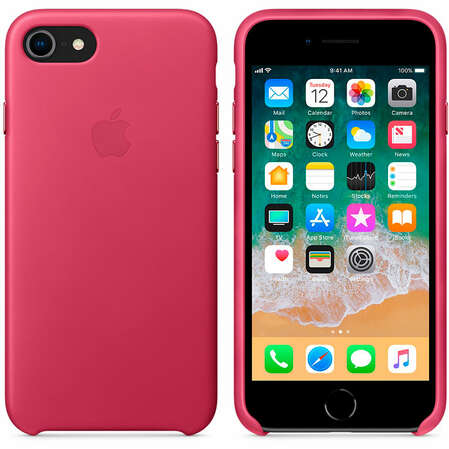 Чехол для Apple iPhone 8/7 Leather Case Pink Fuchsia  