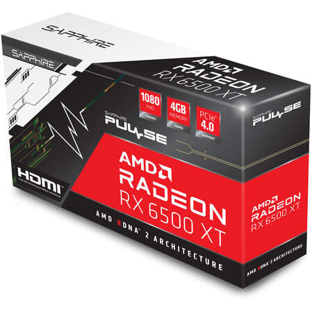 Видеокарта Sapphire 4096Mb AMD Radeon RX 6500 XT Gaming OC Pulse 4G (11314-07-20G) 1xDP, 1xHDMI, Ret