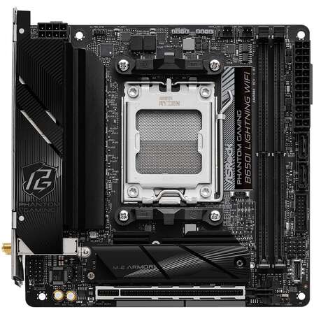Материнская плата ASRock B650I Lightning WiFi Socket-AM5 AMD B650 2xDDR5, 2xSATA3, RAID, 2xM.2, 1xPCI-E16x, 3xUSB3.2, 1xUSB3.2 Type C, HDMI, WiFi, 2.5Glan, mini-ITX Ret