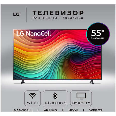 Телевизор 55" LG 55NANO80T6A.ARUG 2024 (4K UHD 3840x2160, Smart TV) синяя сажа (EAC)