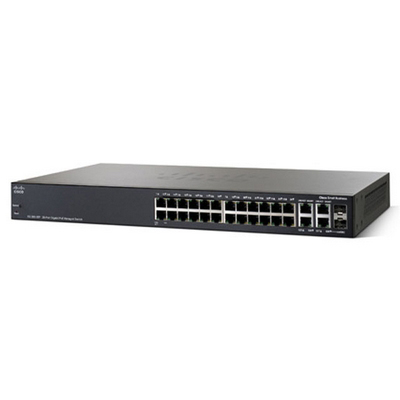 Коммутатор Cisco SG300-28P управляемый 24xGbLAN, 4x combo SFP/GbLAN, 19" (SRW2024P-K9)