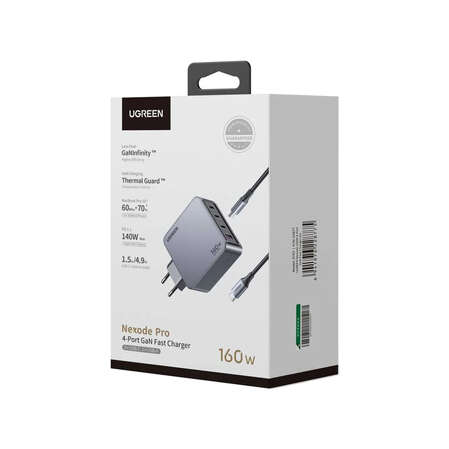 Сетевое зарядное устройство Ugreen Nexode Pro X763 (25877) 160W 3xType C + USB, темно-серый