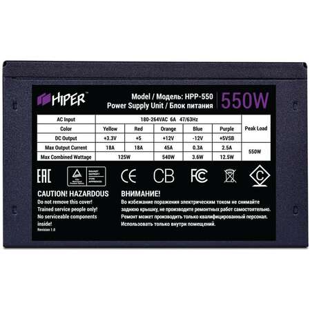 Блок питания 550W HIPER HPP-550