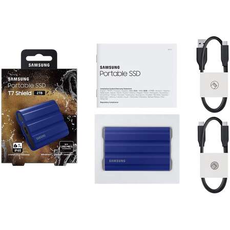 Внешний SSD-накопитель 2Tb Samsung T7 Shield MU-PE2T0R (SSD) USB 3.2 Type C Синий