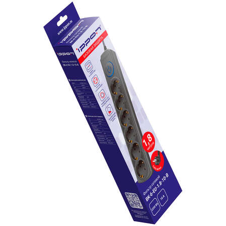 Сетевой фильтр Ippon BK-6-EU-1.8-10-B 6 розеток 1.8м черный