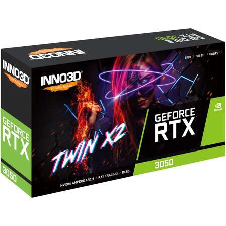 Видеокарта Inno3D GeForce RTX 3050 8192Mb, Twin X2 V2 (N30502-08D6-1711VA41) 1xDVI-D, 1xHDMI, 1xDP, Ret