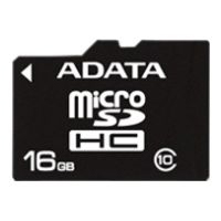 Micro SecureDigital 16Gb SDHC A-Data , Class 10 (AUSDH16GCL10-RA1) + SD адаптер