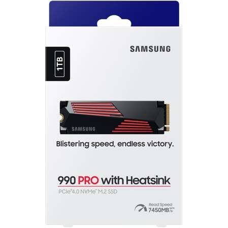 Внутренний SSD-накопитель 1000Gb Samsung 990 Pro with Heatsink RGB (MZ-V9P1T0GW) M.2 2280 PCI-E 4.0 x4