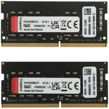 Модуль памяти SO-DIMM DDR4 16Gb (2x8Gb) PC25600 3200Mhz Kingston Fury Impact (KF432S20IBK2/16)