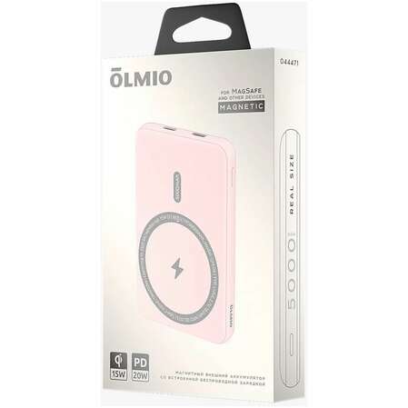 Внешний аккумулятор Olmio QM-06 MagSafe 20W 5000mAh Pink