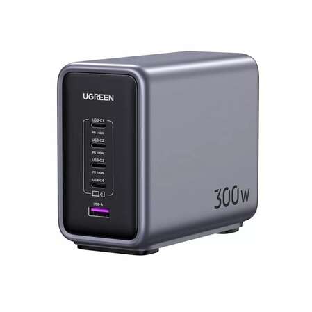 Сетевое зарядное устройство Ugreen Nexode CD333 (90903B) 300W GaN 4xUSB-C + USB-A темно-серый