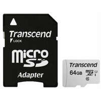 Карта памяти Micro SecureDigital 64Gb Transcend class10 UHS-1 (TS64GUSD300S-A) + SD адаптер