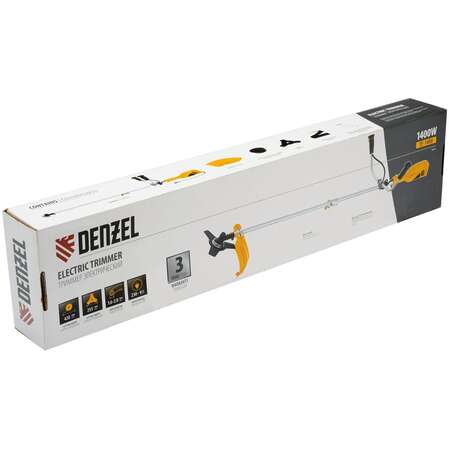 Электрический триммер Denzel TE-1400, 1400 Вт, 420 мм, катушка, диск, разборная штанга 96612