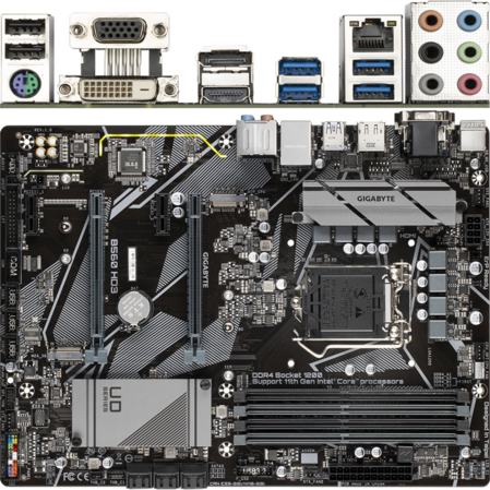 Материнская плата Gigabyte B560 HD3 B560 Socket-1200 4xDDR4, 6xSATA3, 2xM.2, 2xPCI-E16x, 4xUSB3.2, D-Sub, DVI-D, DP, HDMI, Glan, ATX