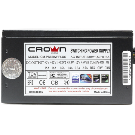 Блок питания 650W Crown CM-PS650W Plus