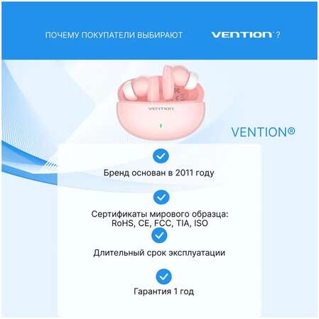 Bluetooth гарнитура Vention NBFP0 Розовая