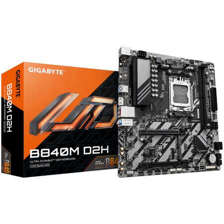 Материнская плата Gigabyte B840M D2H Socket-AM5 AMD B840 2xDDR5, 4xSATA3, RAID, 2xM.2, 2xPCI-E16x, 2xUSB3.2, HDMI, 2.5Glan mATX