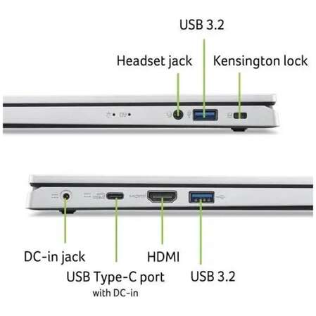 Ноутбук Acer Extensa 15 EX215-34-C6UB Intel N100/8Gb/256Gb SSD/15.6" FullHD/DOS Silver